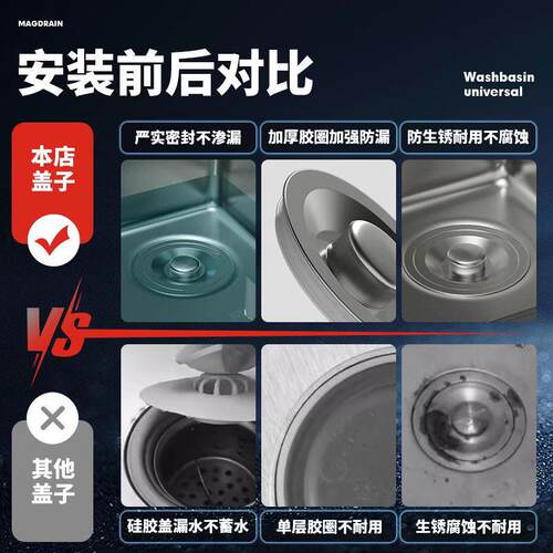 水槽封口盖洗菜盆漏/水塞洗碗池水器不锈下钢通用厨密封塞房子配