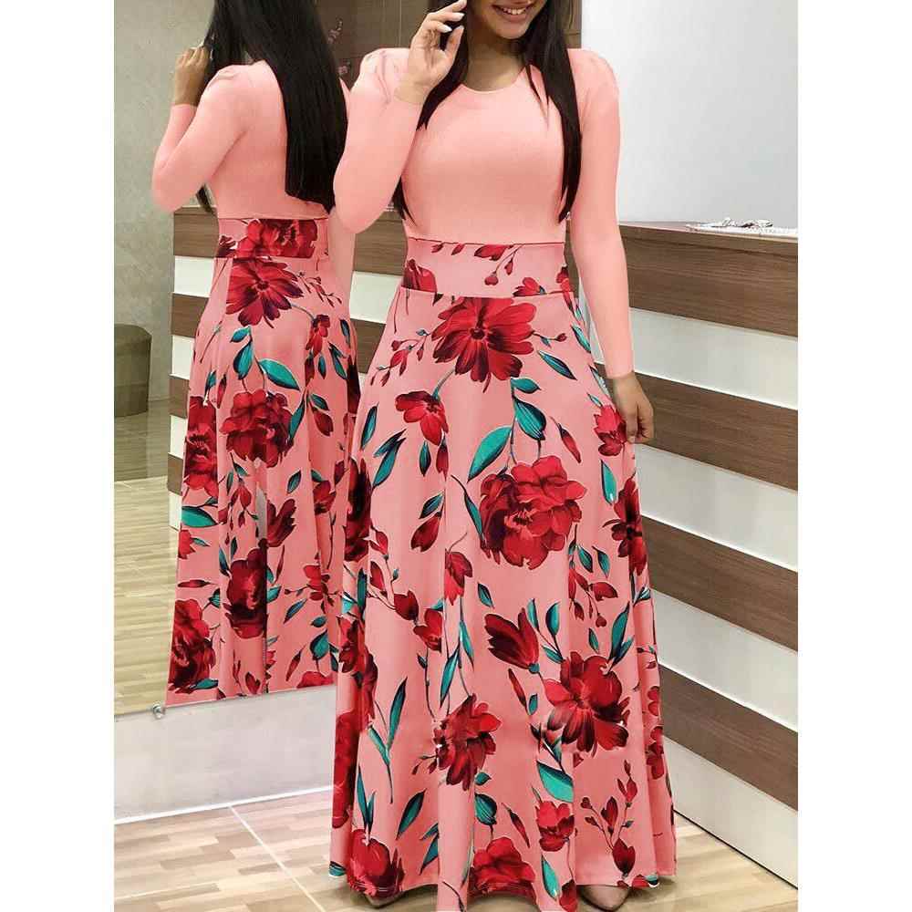 Floral colorblock dress long and short sleeves