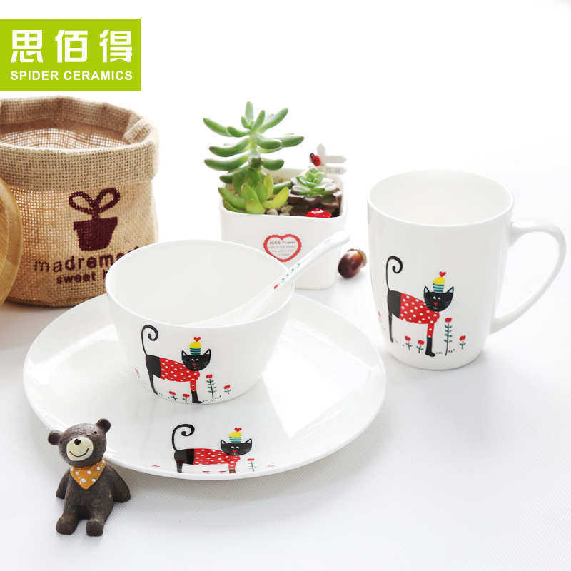 创意骨瓷餐具套装16头卡通碗碟盘套装家用骨质瓷陶瓷餐具,餐饮具,盘,淘宝优惠券,粉丝福利购,淘宝优惠卷