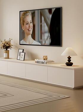 2025新款奶油风电视柜茶几组合现代简约白色落地实木客厅电视机柜