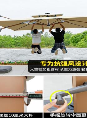 户遮阳伞庭院带灯伞太阳能LED外41灯条室外墅 露别台花园大型罗马