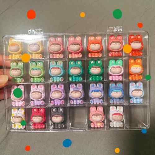 28格饰品盒透明固定格收纳盒美甲萌粒桌面整理归纳分类储物盒现货