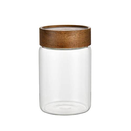 7L8K玻璃密封瓶带盖茶叶罐蜂蜜分装大容量耐高温相思木盖子环保