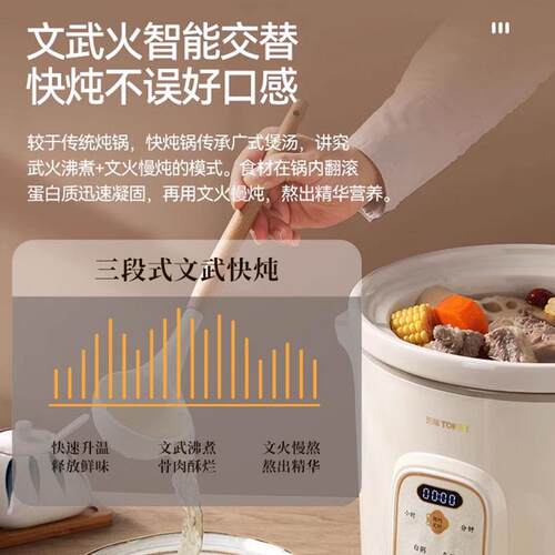 天际电炖锅L陶瓷煮汤锅家用煲多功粥能养生锅3-5大容DGD50K22量全