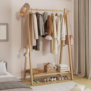 实木衣架落地卧室家用挂衣架室内简易衣帽架房间挂衣服架子晾衣架