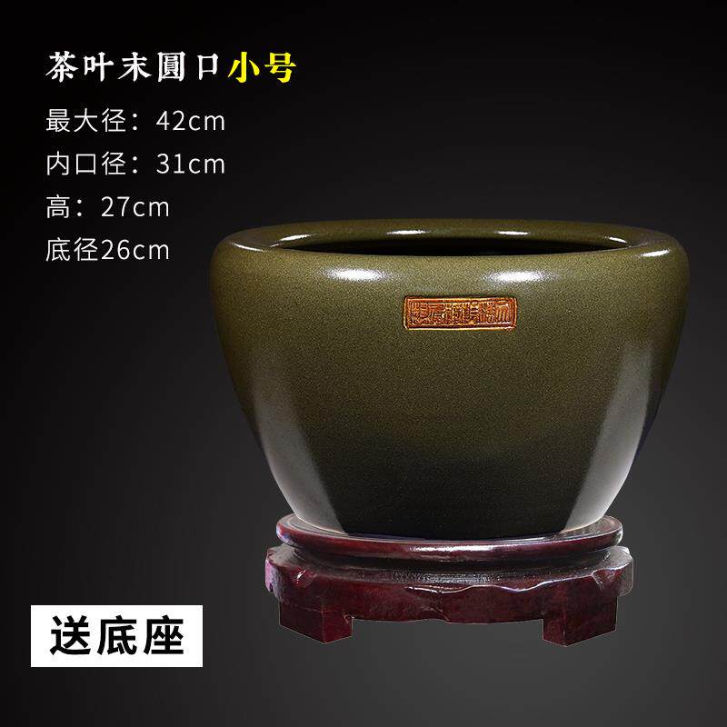 高档景德陶瓷镇鱼缸盆鱼手工复古养乌龟缸大号圆缸睡莲盆客厅装饰