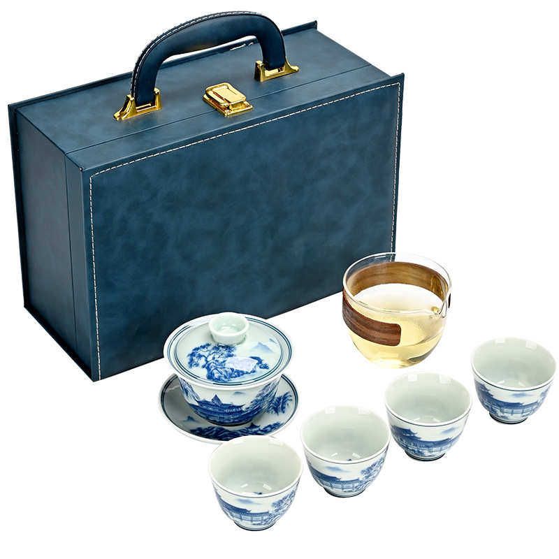 商务礼品功夫茶具套装复古青花釉下彩便携式陶瓷活动随手礼品LOGO,餐饮具,旅行茶具,淘宝优惠券,粉丝福利购,淘宝优惠卷