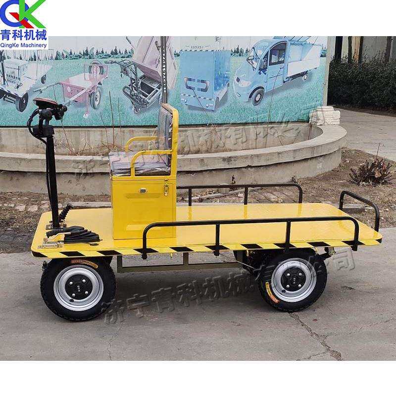 社区保洁电动平板运输车铁路建设平板车路桥工程四轮电动搬运车