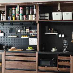 北约黑美胡桃木餐边柜无品牌/现代简日式全实木樱体桃木客厅一靠