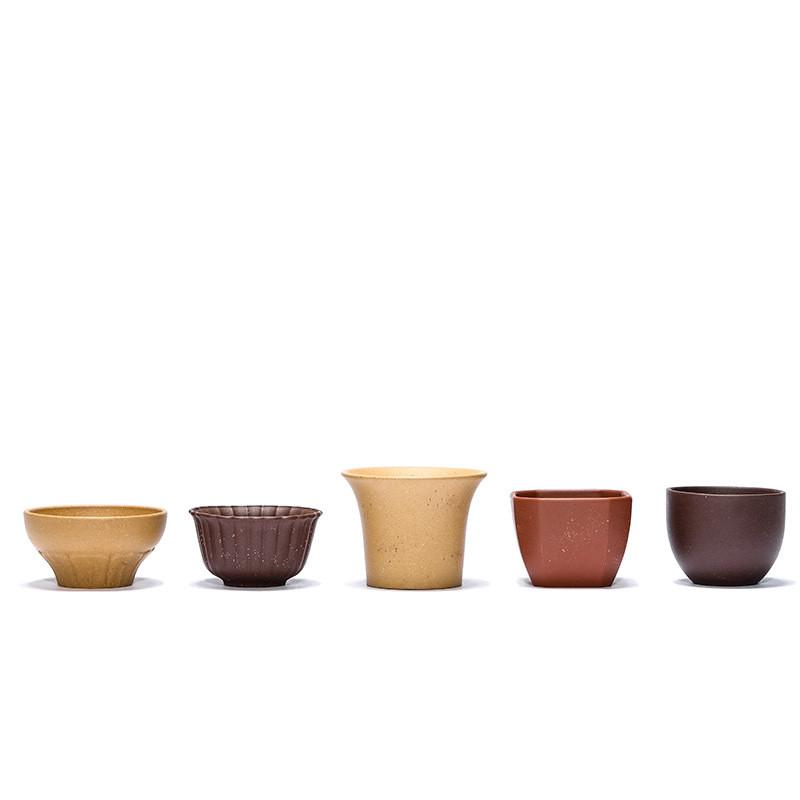 宜兴原矿紫砂五型五色杯品茗杯小口杯子创意商务礼品茶具套装代发