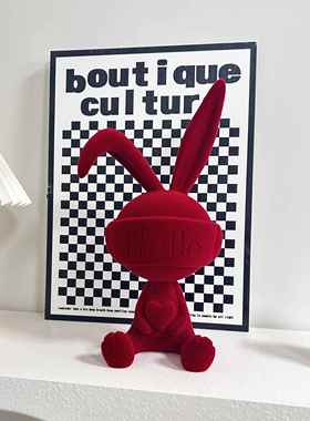 植绒兔子摆件客厅电视柜酒柜装饰品现代简约创意家居饰品新房乔迁