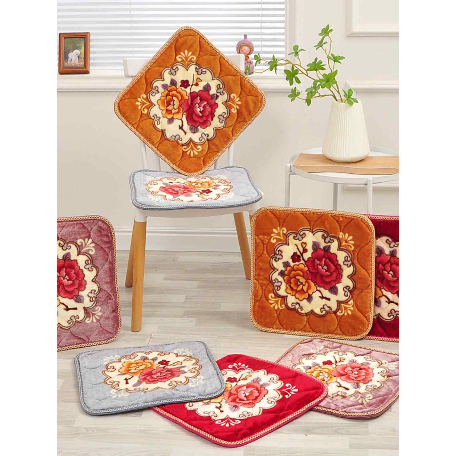 加厚毛绒坐垫冬季保暖屁股坐垫防滑椅子垫家用沙发餐桌椅凳子坐垫