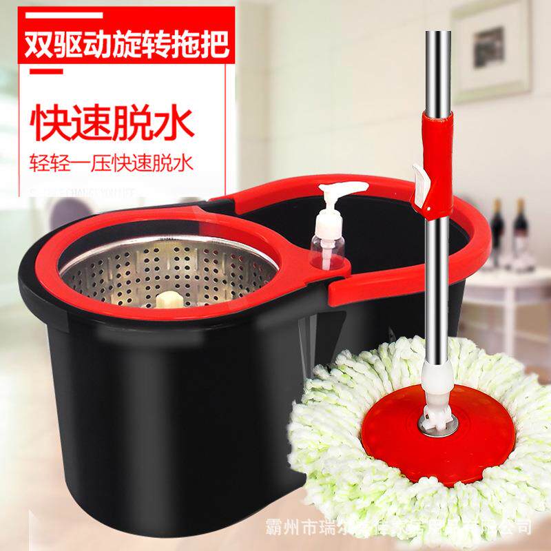双驱动手动旋转拖把套装不锈钢家用拖把桶墩布套装新款8字拖
