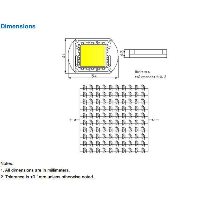 100W暖白光集成投光灯灯珠植物补光灯摄影灯大功率led