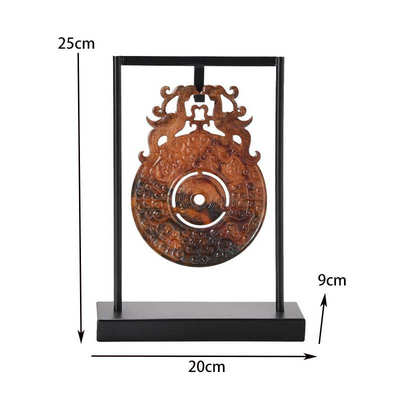 新中式样板间书房展示柜陈列家具玄关天然玉璧摆件酒店搭配装饰品