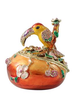 客盒厅摆件厂珐琅彩大嘴鸟花篮圣小礼诞品合金首饰盒家09直销