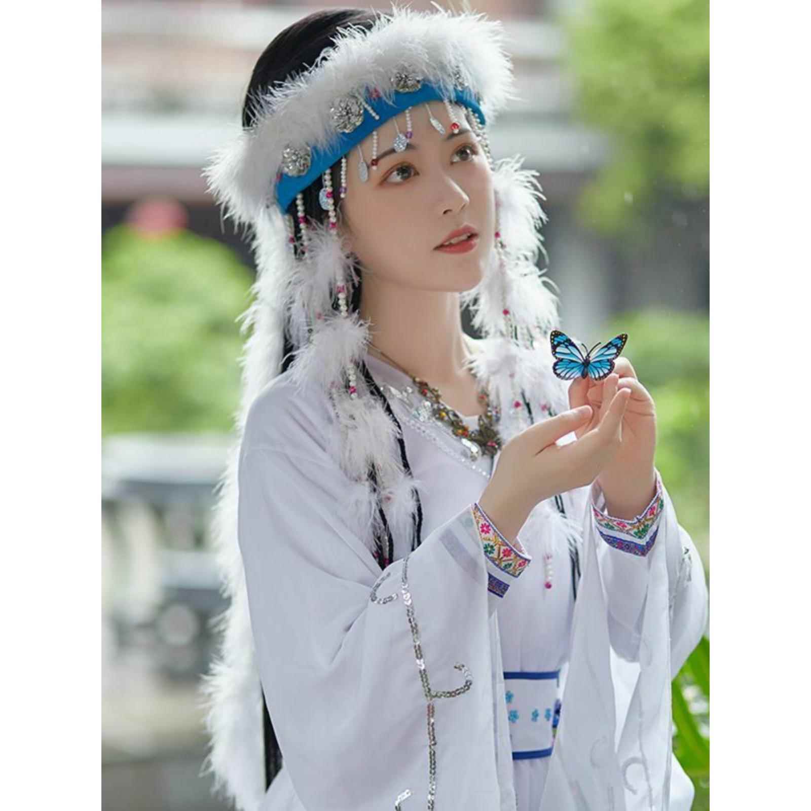 高档香妃同款服演古装蒙古族还格格含香头珠饰出舞蹈汗服衣仙女大