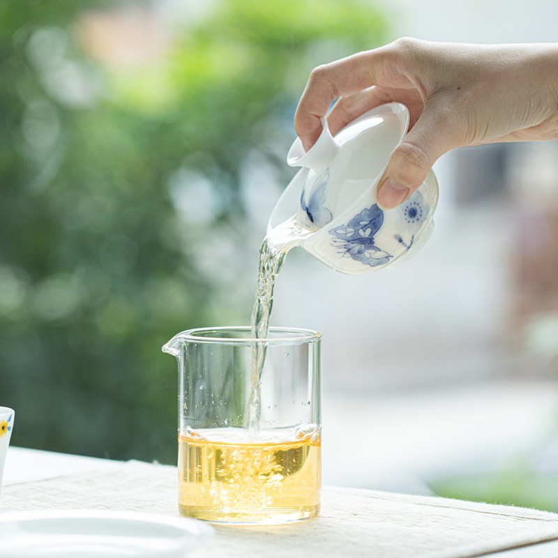 可悬停 冰种玉瓷手绘蝴蝶恋花三才盖碗 釉下彩茶具陶瓷女士泡茶碗