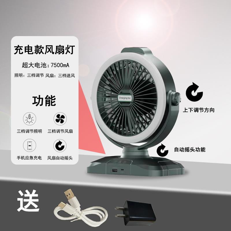 跨境新款LED摇头风扇灯360度摇头迷你卧室书房卫生间风扇灯60W