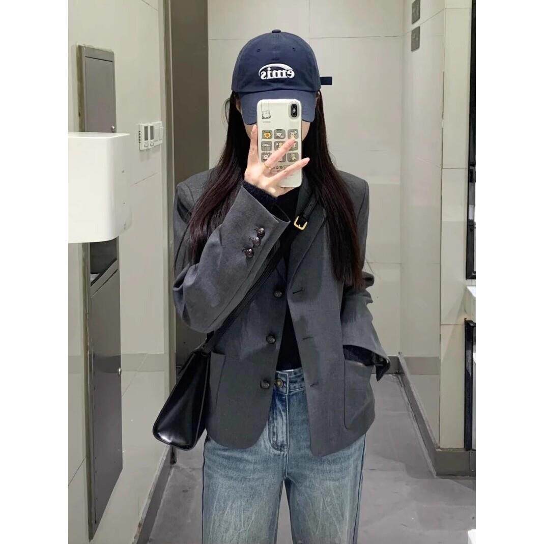 2026年春秋新款灰色小西装外套女西服小个子休闲小众设计感高级感