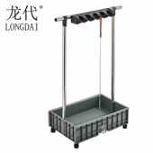 龙代longdai不锈钢拖把架落地式 拖布扫把清洁收纳升级带轮款