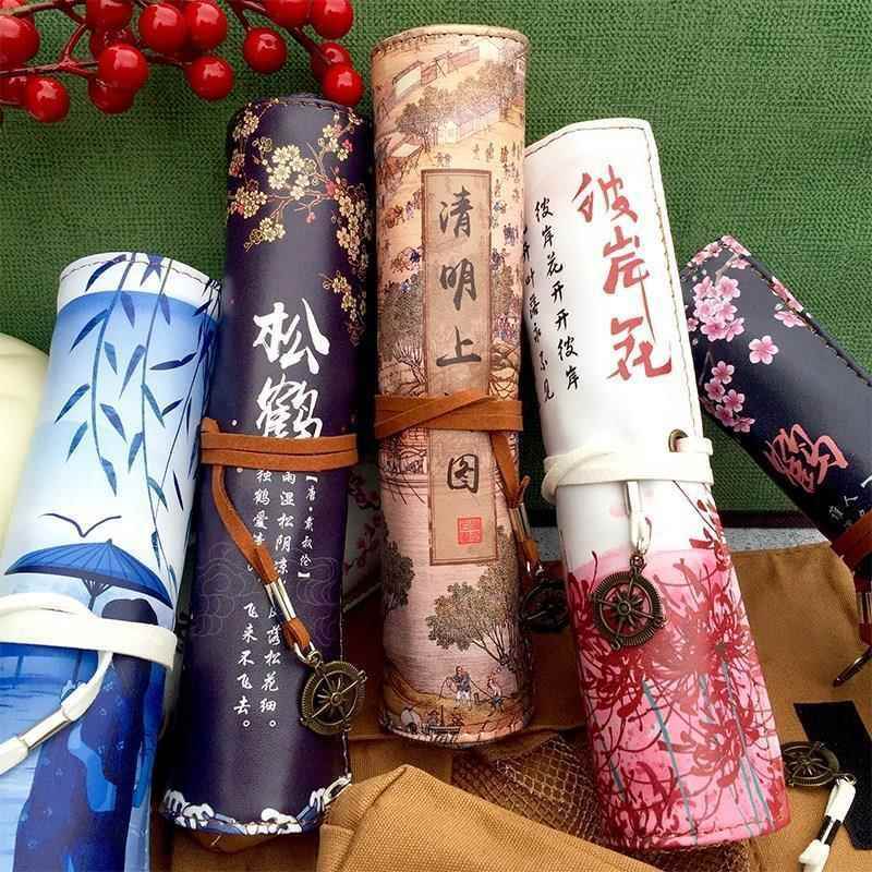 古风笔袋国潮中国风文具盒笔帘卷大容量铅笔盒初中小新疆自觉远离
