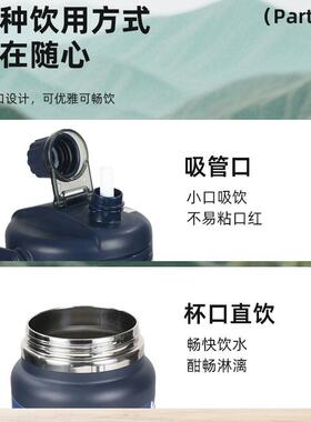 款大容量不锈太空新双层真空吸管保QGQ温壶户外壶便携手提大冰钢