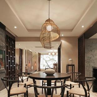意东南亚田园风格 编灯藤艺海螺DY009吊灯创藤厅艺现代茶楼餐厅竹