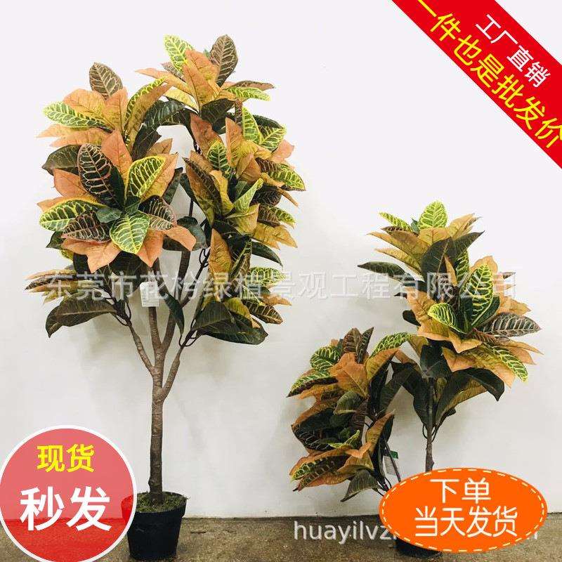 仿真变色木盆栽摆件盆景 仿真七彩叶盆景 工程花束 园林景观材料