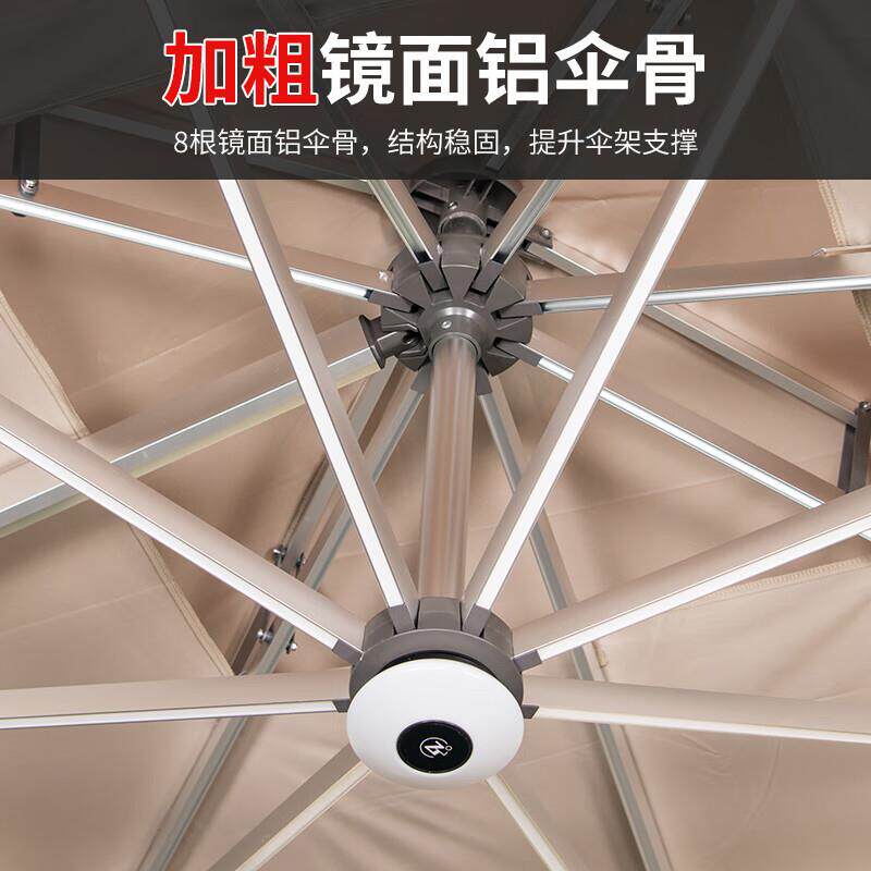 莫 家户外太阳能遮阳伞LED带灯室外伞别墅花园大伞庭院抗风罗马伞
