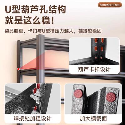 家货架置制物架杂间商用超市钢收纳用物架多层落地仓库阳台YE-ZUW