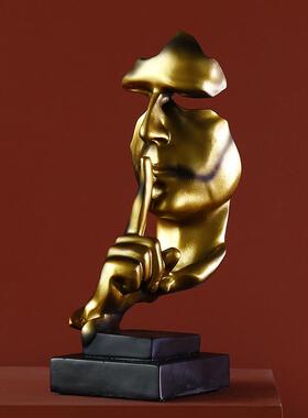 简约现代沉默是金鎏金色创意客厅酒柜装饰摆件办公室家居艺术品