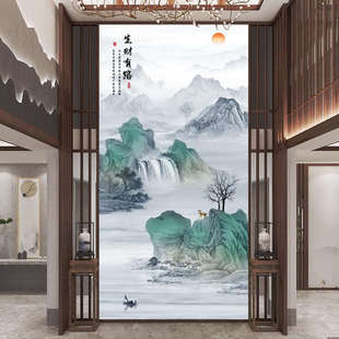 楼壁布电视背景墙壁纸墙布轻奢挑空中空客厅影视墙纸壁画 别墅复式