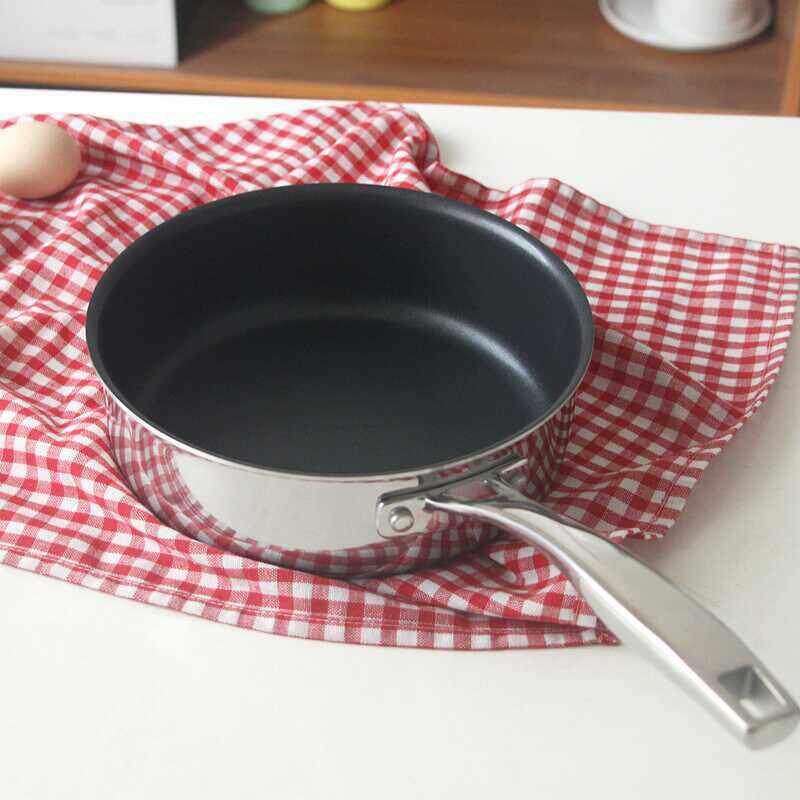 多功能~加高不粘锅平底锅煎锅不锈钢小炒锅早餐加厚电磁燃气20cm