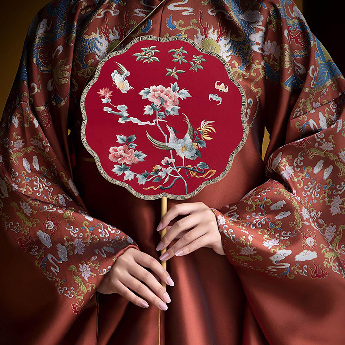 中式婚扇喜扇古风高级红色新娘结婚团扇苏绣双面绣婚礼秀禾扇子