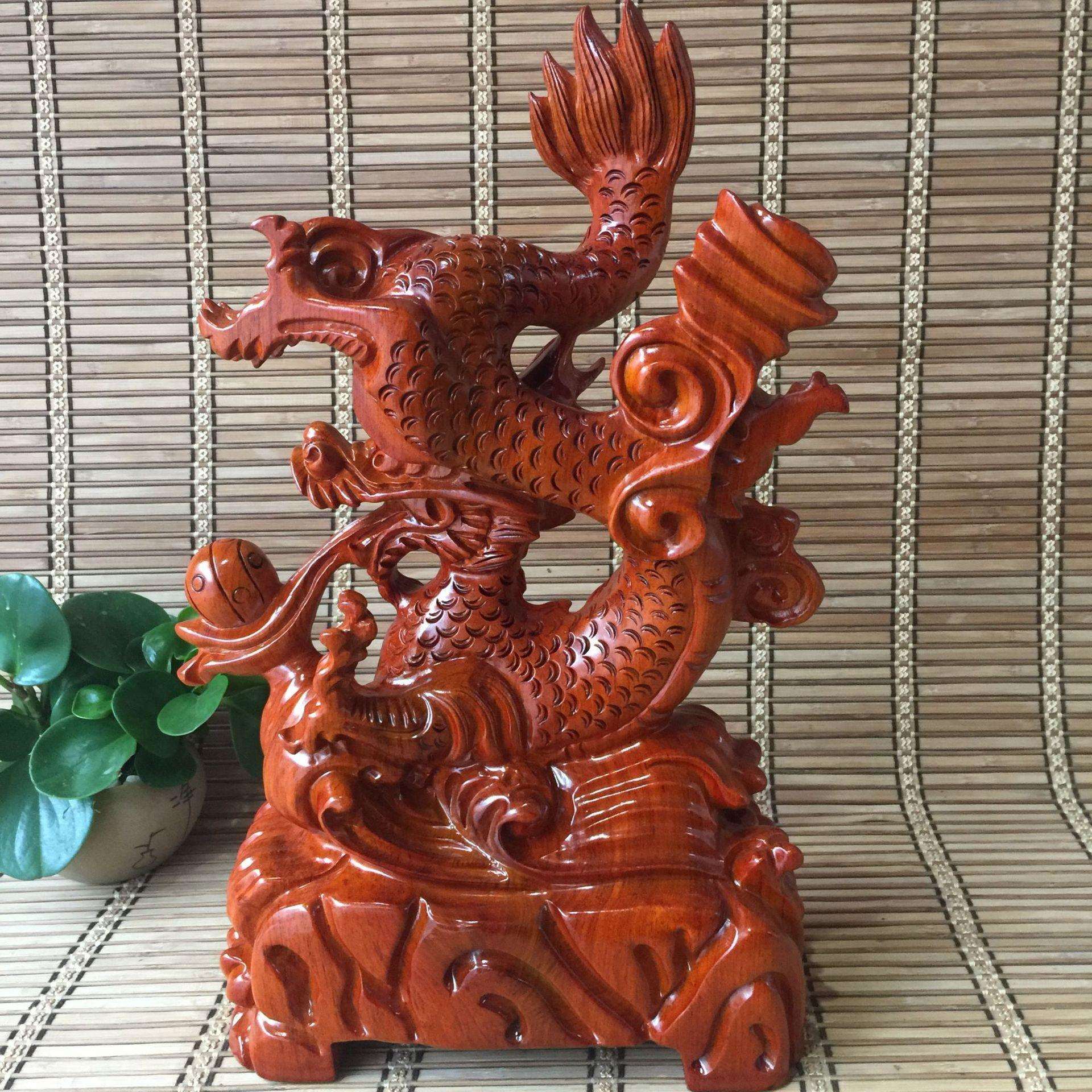 木质工艺品龙腾四海木雕摆件花梨木生肖祥龙工艺品家居客厅装饰品