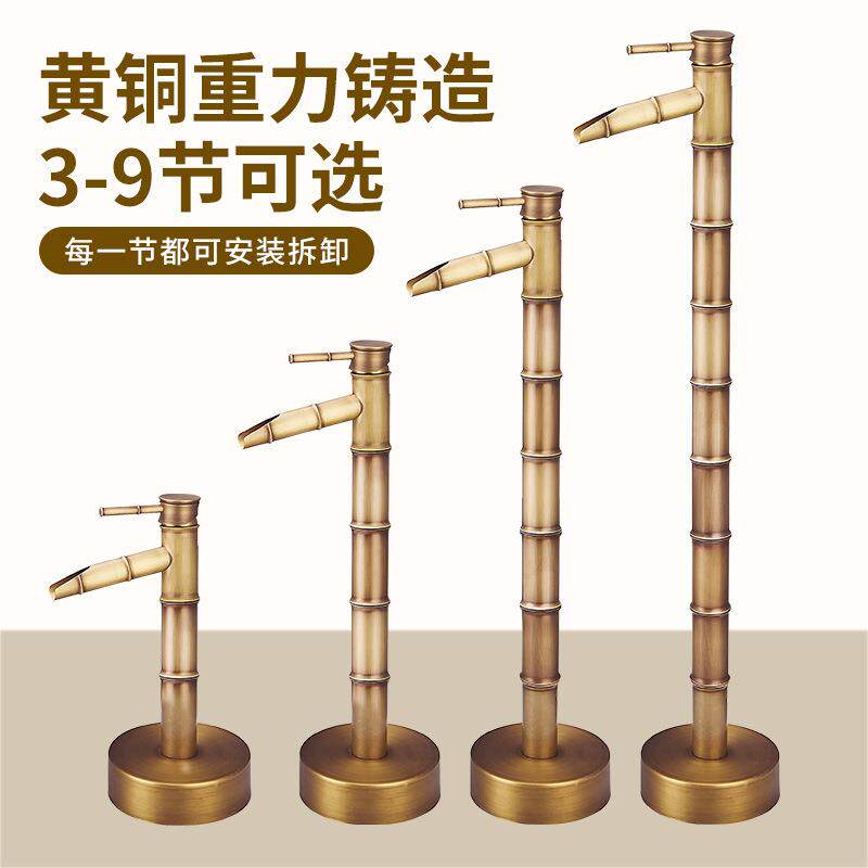 全铜仿古竹节立柱拖把池龙头户外落地欧式庭院别墅铜质龙头