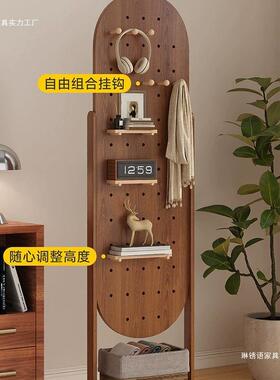 挂衣架衣落地全身镜LCF轻动奢可旋转一体家用帽架移复古洞穿衣镜