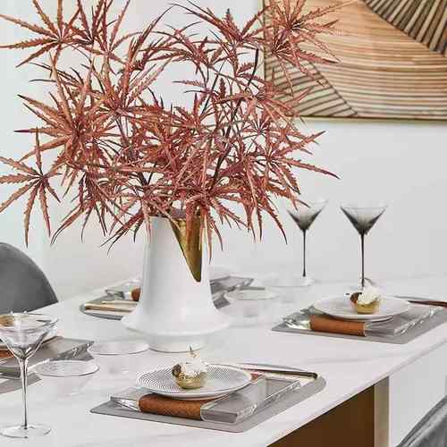 软装样板房间餐具套装软装棕色系轻奢餐桌摆台餐盘水晶垫盘子摆件