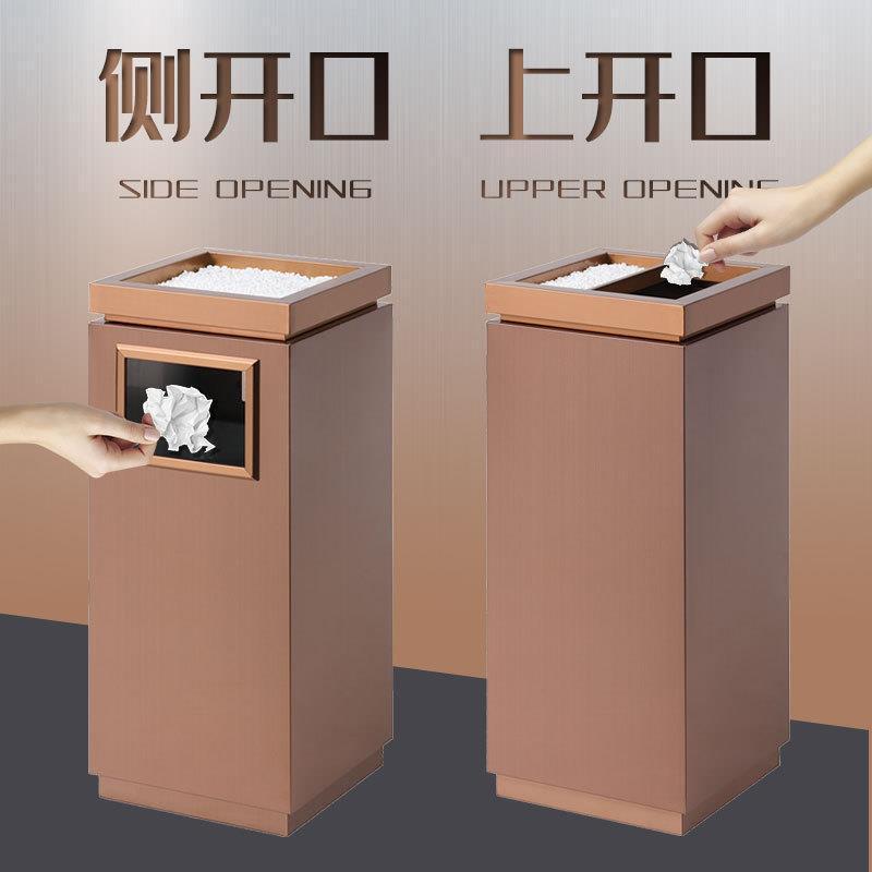 大容量方形商用创意翻盖垃圾桶大厅酒店分类大号带盖不锈钢垃圾桶