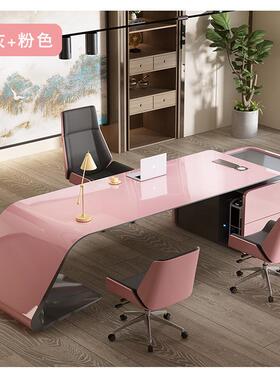 烤漆MI-56525老班板桌轻奢总简裁桌电脑办公桌简约代大台桌椅极经