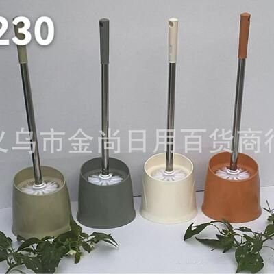 A comprehensive, long-handled soft-bristle toilet brush set