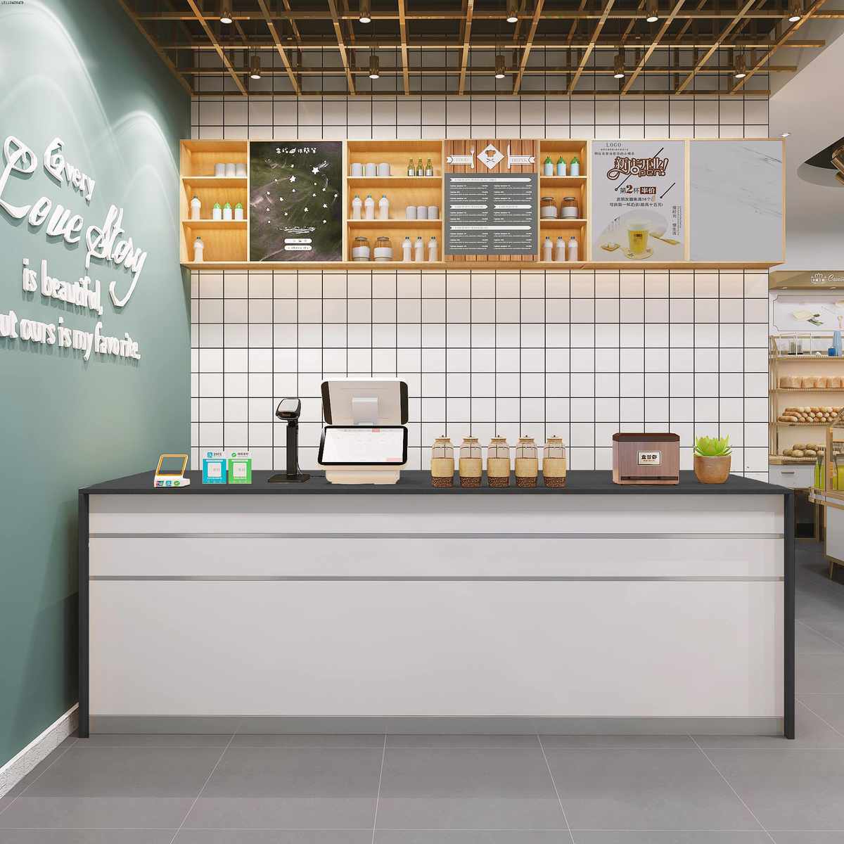 收银台前台桌接待台吧台店铺小型奶茶店美容院柜台超市水果店简约