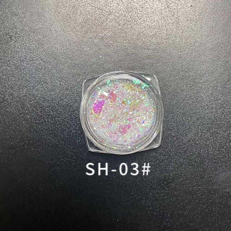 粉片闪美甲指甲云锦彩色材料 亮片高透明极光新款b 不规则变色