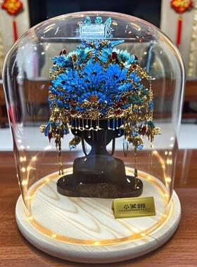九龙九凤冠玻璃罩拼酷金翅鸟冠酷点翠苗银冠饰专用透明防尘展示盒