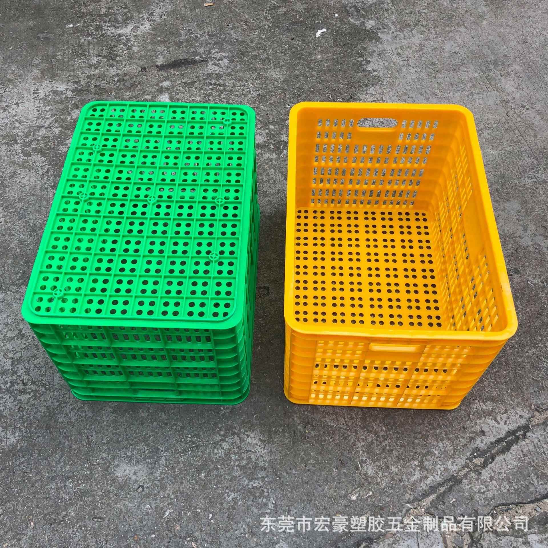 水蔬菜加厚镂果空网 格塑料周转框蓝色收纳中箩 烫金塑ZIG料转周