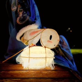 「木子手作」中秋节灯笼diydiy灯笼材料包兔子，纸扎古风汉服手提