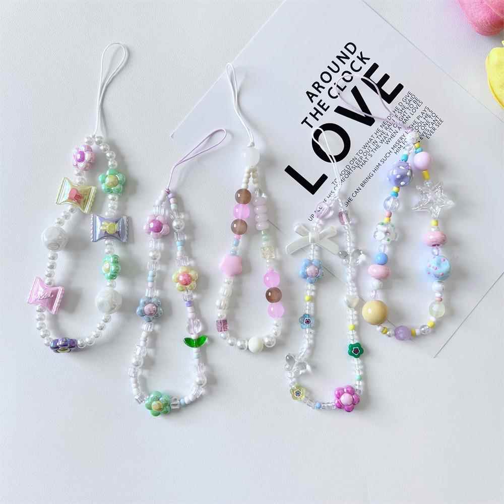 ins小众少女粉樱花串珠简约diy手机链条ccd相机包包挂件装饰手提