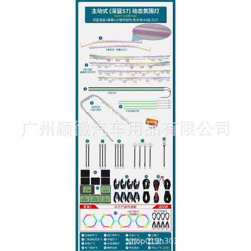 适用于长安深蓝S7主动式动态光影幻彩流光气氛围灯64色镭雕模具