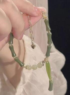 竹节串珠竹叶手链国风新中式女复古小众设计竹叶手串级感送闺蜜